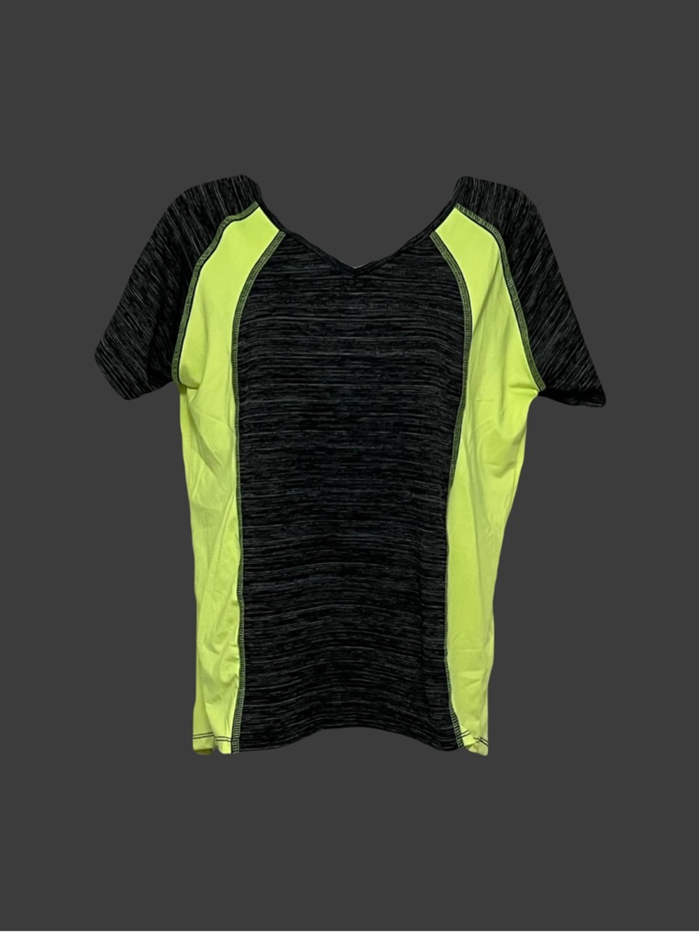 Women’s Black & Neon Yellow Performance V-Neck Jersey
